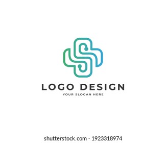 Modern health technology logo design. Letter S medical care logo vector