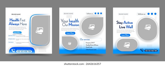 Modelos modernos de banner de assistência médica para serviços médicos