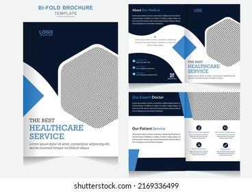 Modern healthcare company servies bifold brochure medical Company Profile design template