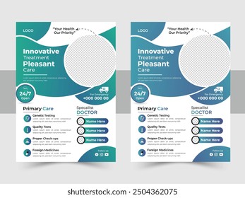 Modern Healthcare Flyer Template, Flyer Layout Design, A4 size vector file Design For Medical, Medical multipurpose flyer design template.