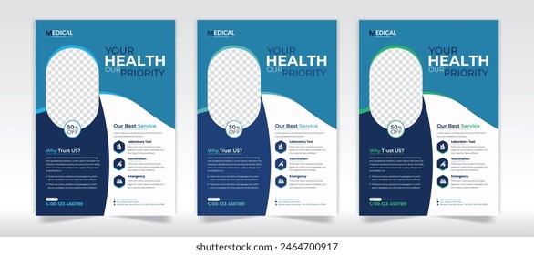 Modern healthcare and medical flyer design layout template