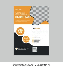 Modern Healthcare Medical Flyer Design Template. Medical Poster A4 Template Design.