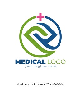 Modern Healthcare Medical Logo. Blue and Green Cross Sign Health Icon, Flat Vector Logo Design Template Element, Health Medical Logo Design Symbol Icon