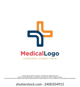 Modern Healthcare Medical Logo. Cross Sign Health Icon. isolated on White Background. Flat Vector Logo Design Template Element.