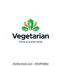 modern Healthy Food fork vegetable Logo design
