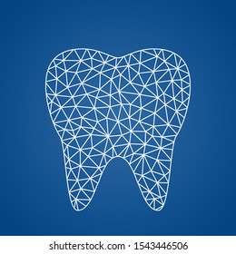 Modern healthy tooth icon in linear polygonal style. concept of modern stomatology. vector illustration