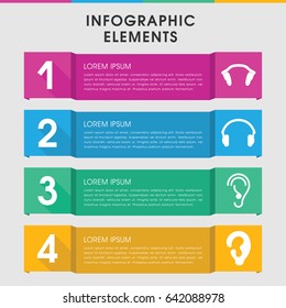 Modern hear infographic template. infographic design with hear icons includes ear. can be used for presentation, diagram, annual report, web design.