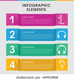 Modern hear infographic template. infographic design with hear icons includes ear, earphones. can be used for presentation, diagram, annual report, web design.