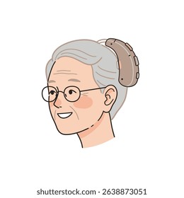 Modern Hearing Aid Behind Elderly Ear Improved Auditory Clarity Senior Well Being
