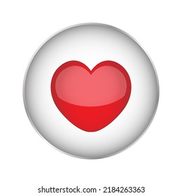 Modern heart button, great design for any purposes. Isolated vector template. Social media icon. Modern design. Love symbol.  Ui design.