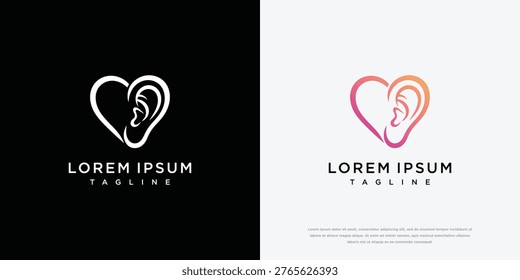 Modern Heart and Ear Logo Design for Hearing Care