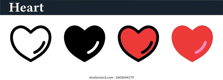 Modern heart icon with simple and elegant design, suitable for social, relationship and love apps