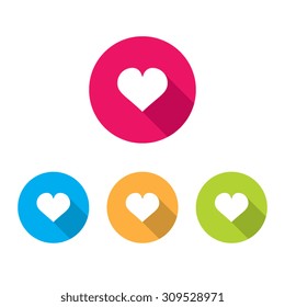 Modern Heart Icons With Long Shadow