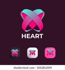 Modern heart logo icon with color gradient