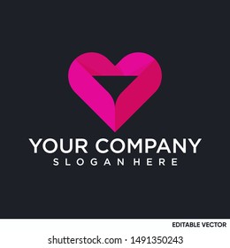 modern heart love shape fold style 