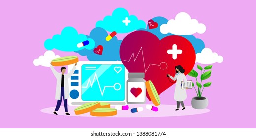 Modern Heart Medication Solution Concept Vector Illustration, can use for, landing page, template, ui, web, mobile app, poster, banner, flyer.