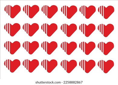 Patrón cardíaco moderno: línea blanca sobre el corazón rojo sobre el fondo blanco