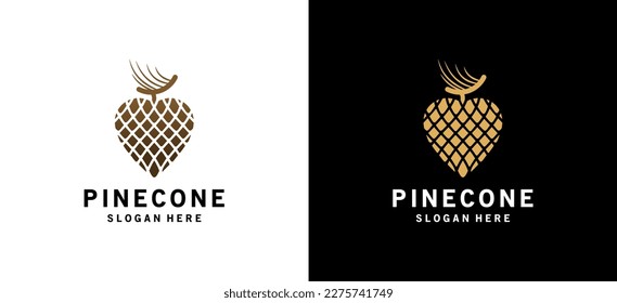 Modern heart pinecone icon logo design