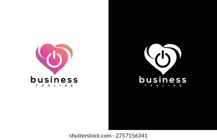 Modern Heart Power Button Logo Design Concept
