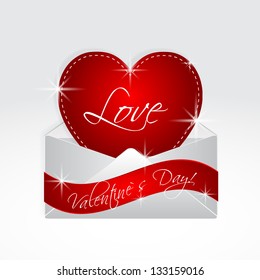 modern heart shape on  envelope gift for Valentine`s Day 