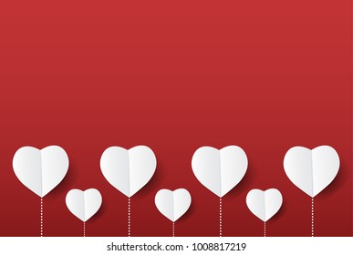 Modern Hearts Flower of Love on Red background,Valentine's day concept design with space and text in put,vector illustration.