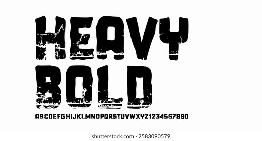 Modern Heavy Bold Font, Typeface Alphabet with Grunge texture,Design for logo,fashion,urban,movie,sport. Uppercase .Vector illustration