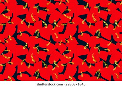 Modern Heliconia, bird of paradise , anthurium, leaf seamless pattern.Tropical jungle leaves. Exotic plants, vector illustration Modern pattern seamless hand drawing design for fabric interior, textil