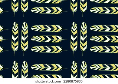 Modern Heliconia leaf feather seamless pattern.Tropical jungle leaves. Exotic plants, vector illustration Modern pattern seamless hand drawing design for fabric interior, textile
