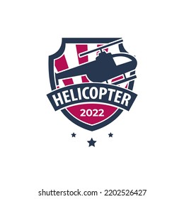 Modern Helicopter Logo Badge Design Template