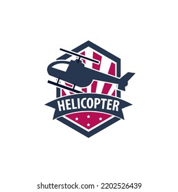 Modern Helicopter Logo Badge Design Template