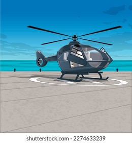 Modern Helicopter Pad Illustration Vector