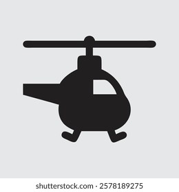 A modern helicopter silhouette vector and icon on white background.