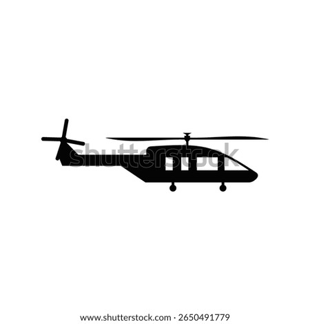 A modern helicopter silhouette vector, icon on white background.