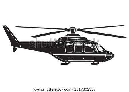 A modern helicopter silhouette vector,icon on white background.