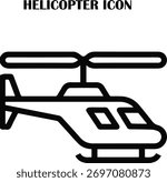 Modern helicopter vector icon — simple design for apps, infographics, and aviation illustrations