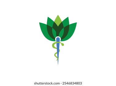 Homeopatía herbaria moderna Diseño de logotipo de medicina, Ilustración vectorial