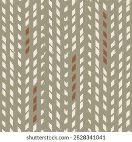 Modern herringbone pattern. Sage green khaki sage terracotta dash broken line woven texture hand drawn stitch block print. Minimalist grid olive green rust accent subtle earth tone style
