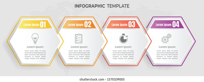 Modern hexagon 4 options infographic template.