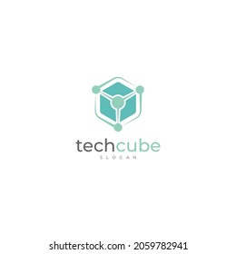 Modern Hexagon Box Cube Tech Technology Logo With Connecting Dots