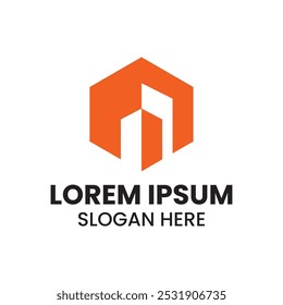 Modern Hexagon Building Logo Design with Bold Geometric Shape