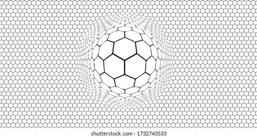 Modern hexagon bulge distortion vector background. Futuristic hexagon perspective wide angle lanscape. EPS10