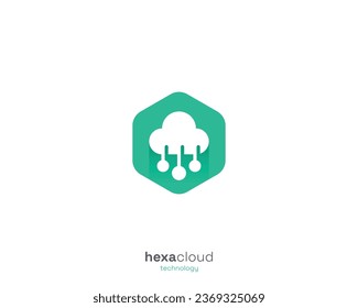 Modern hexagon with cloud technology logo