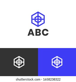Modern hexagon fintech logo design concept. Crypto logomark illustration. Can representing cyber, tech, data, blockchain, program, ai, system.