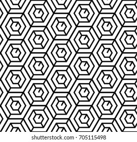 MODERN HEXAGON FRAME GEOMETRIC SEAMLESS VECTOR PATTERN