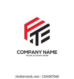 modern hexagon of FT initial letter logo vector