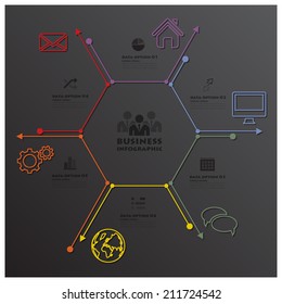 Modern Hexagon Geometric Line Shape Business Infographic Design Template