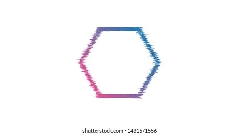 Modern hexagon icon design with glitch effect isolated on white