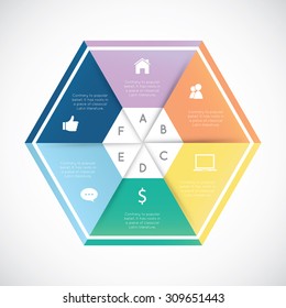 modern hexagon infographics 6 options banner, vector illustration. Can be used for workflow layout, diagram, number options, web design.