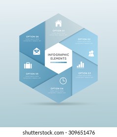 modern hexagon infographics 6 options banner, vector illustration. Can be used for workflow layout, diagram, number options, web design.