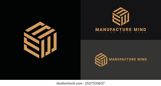 Hexágono moderno letra inicial de Vector M o MM logotipo en color dorado aislado en múltiples colores de fondo. El logotipo es adecuado para Plantillas de inspiración de diseño de logotipos de consultoría de negocios industriales.